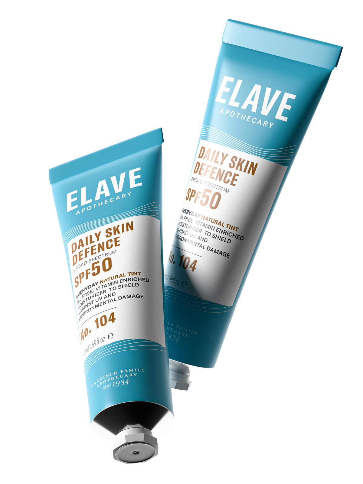 Two Elave Daily Skin Defence SPF50 tubes on a white background