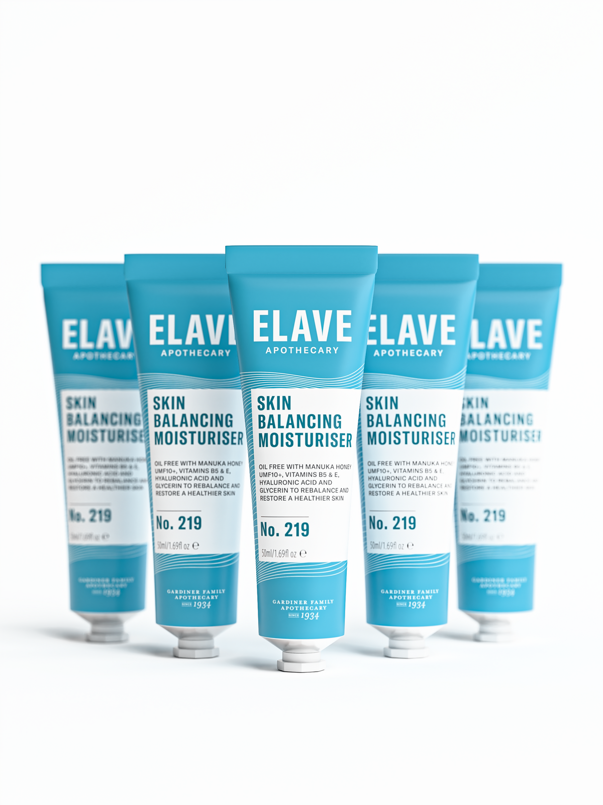Five Elave Skin Balancing Moisturiser tubes