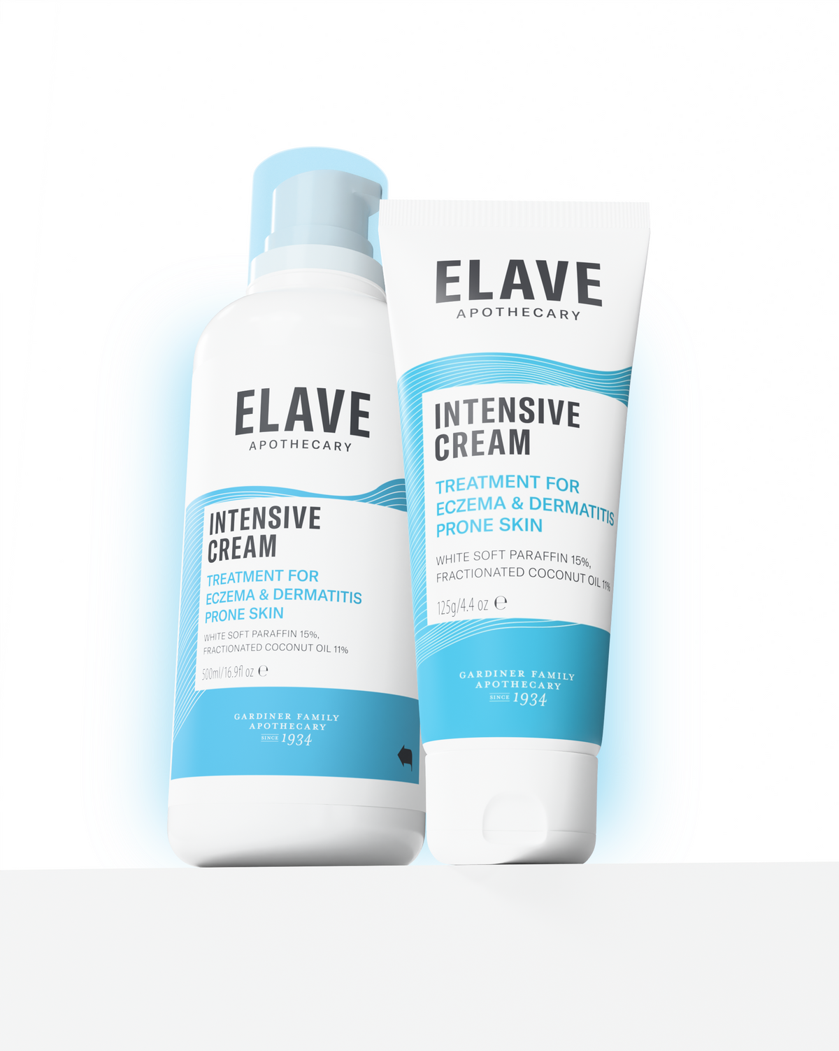 Elave Intensive Cream pump bottle and tube for eczema-prone skin