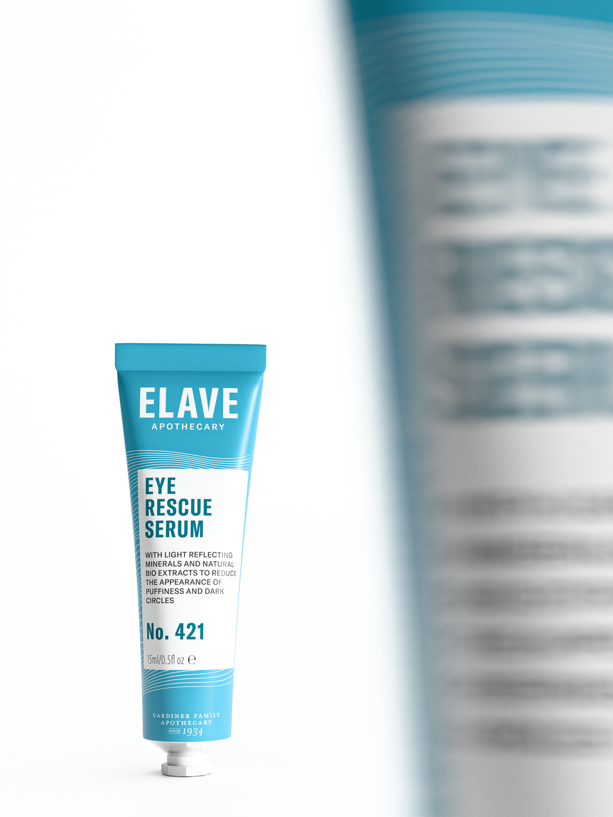 Elave Eye Rescue Serum 15ml tube on a white surface