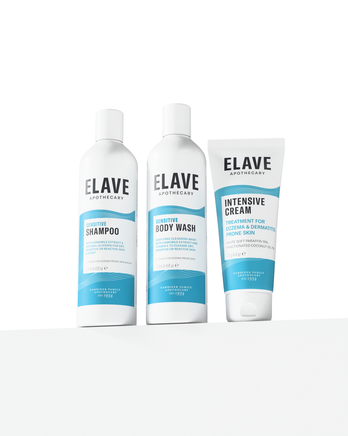 Elave Head to Toe Regime: Sensitive Shampoo, Sensitive Body Wash and Intensive Cream